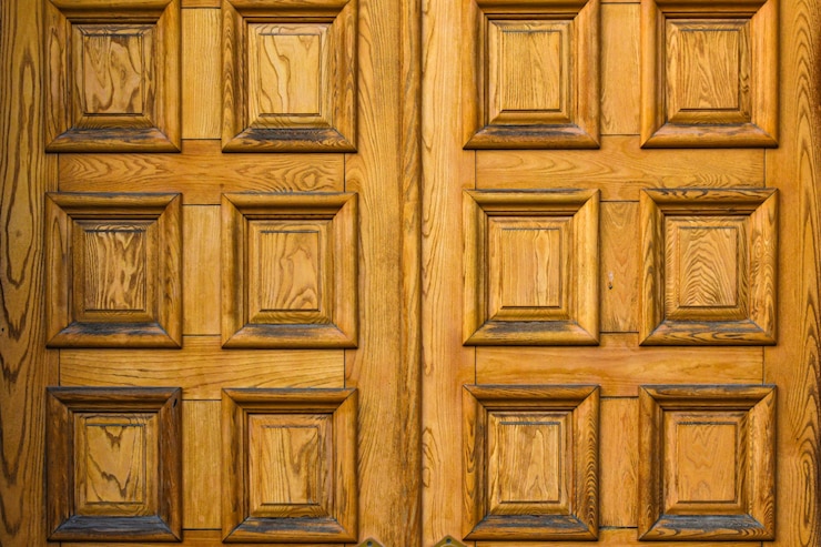 Foto fondo de textura de puerta de madera maciza de puertas antiguas de madera