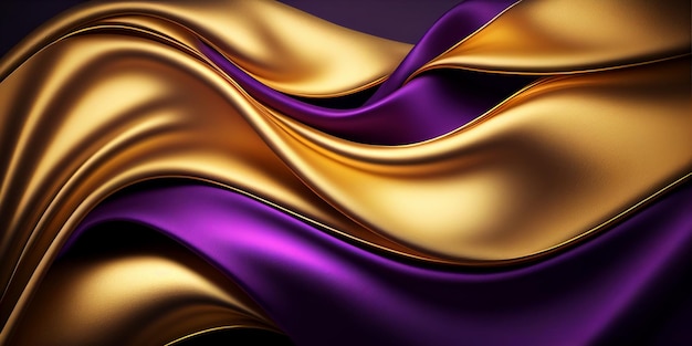 Fondo de textura de seda violeta oro abstracto Ai generativo