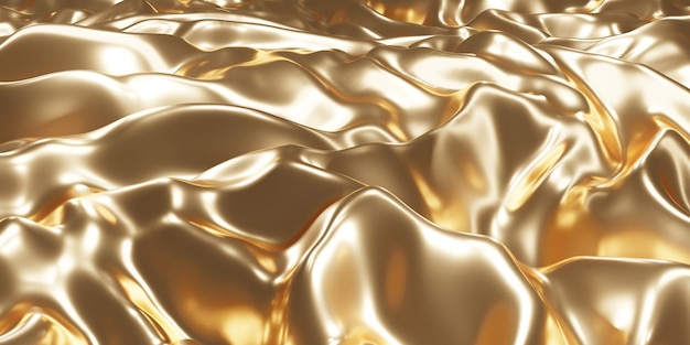 Fondo de textura de tela brillante rastros arrugados de oro brillante de ilustración 3D de tela