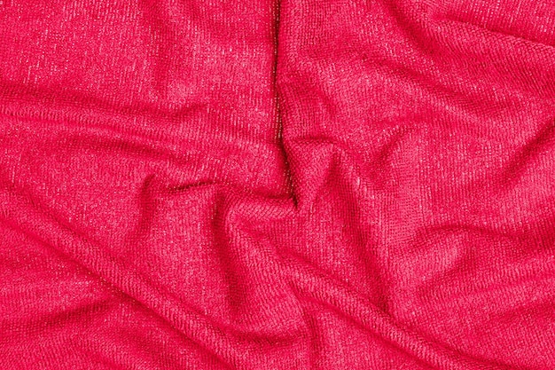 Fondo de textura de tela roja, fondo de tela arrugada