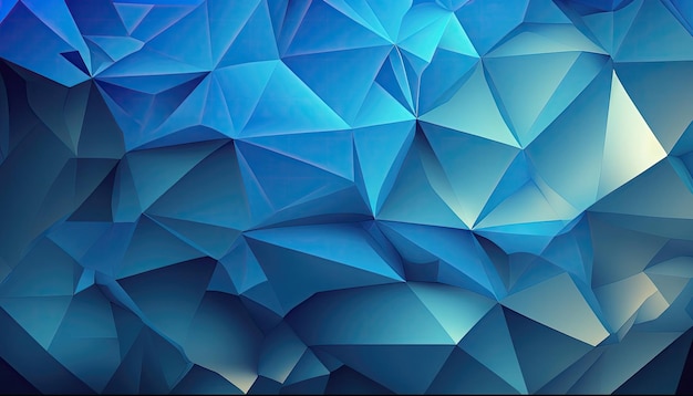 Fondo de textura de triángulo geométrico lowpoly azul IA generativa