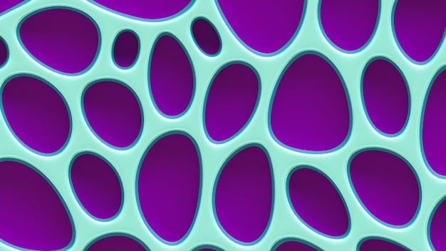 Fondo de textura turquesa púrpura con relieve y círculos. representación 3d