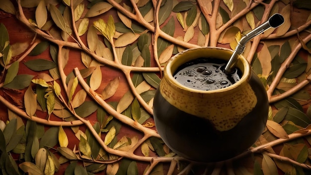 Foto fondo de textura de la yerba mate de chimarrao