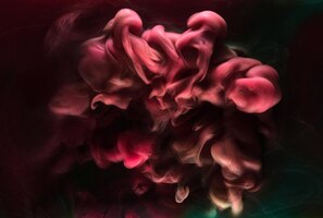 Foto fondo de tinta negra y roja niebla colorida resumen remolino océano pintura acrílica pigmento bajo el agua humo blanco