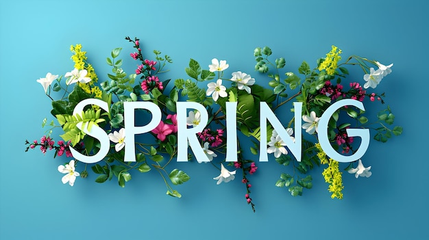 Fondo de tipografía floral de primavera con diente de león y manzanilla