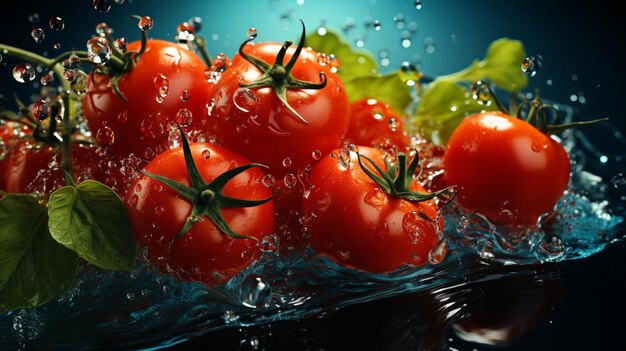 Foto el fondo de los tomates salpicados