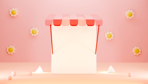 Fondo de tono suave pastel de lujo virtual decorado con flores Focos mínimos espacio vacío exhibición de productos escaparate promoción de perfume venta banner presentación cosmética 3D render