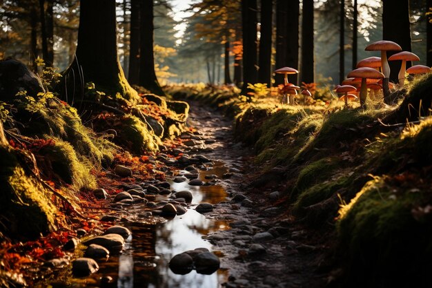 Foto fondo tranquilo encantadora escapada de otoño explorando los vibrantes colores de la naturaleza en un parque