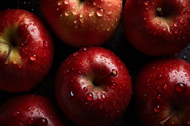 Fondo transparente de Apple fresco adornado con gotas de agua brillantes