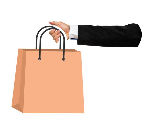 El fondo transparente de la bolsa de compras png de la mano