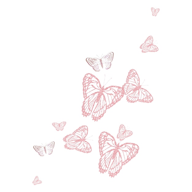 El fondo transparente del borde png de la mariposa de brillo estético