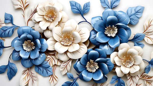 Fondo transparente de flores ilustradas 3D