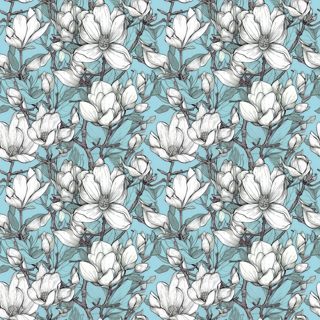 Fondo transparente de flores de magnolia generado por IA