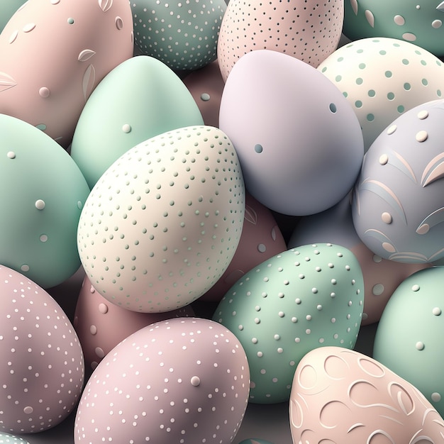 Fondo transparente de huevos de Pascua en colores pálidos