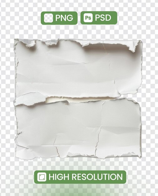 Fondo transparente de papel roto PNG de alta calidad aislado de papel rasgado Imagen para diseño gráfico