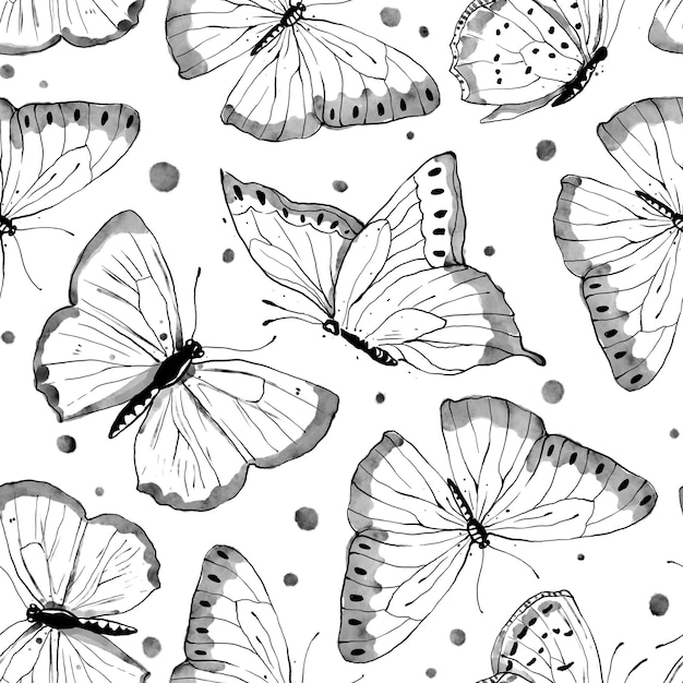El fondo transparente del patrón png de la mariposa de tinta
