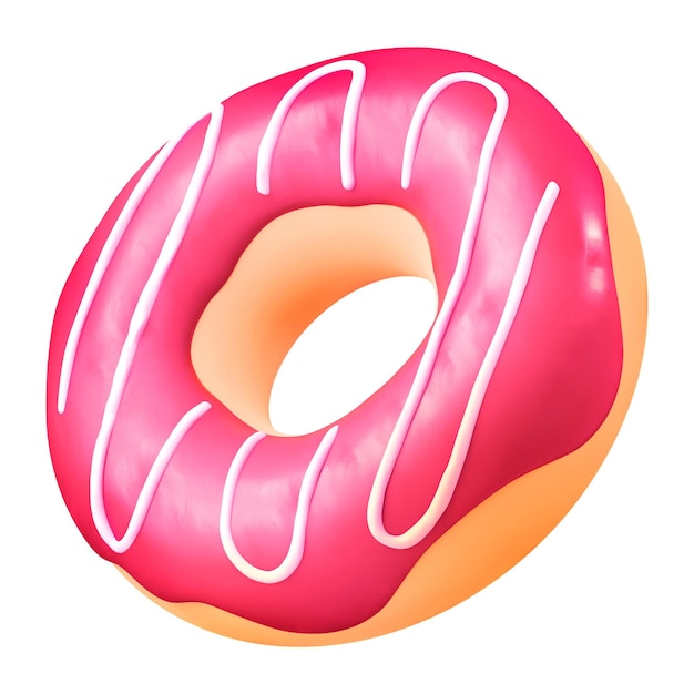 El fondo transparente de la pegatina 3D png de rosquilla esmaltada