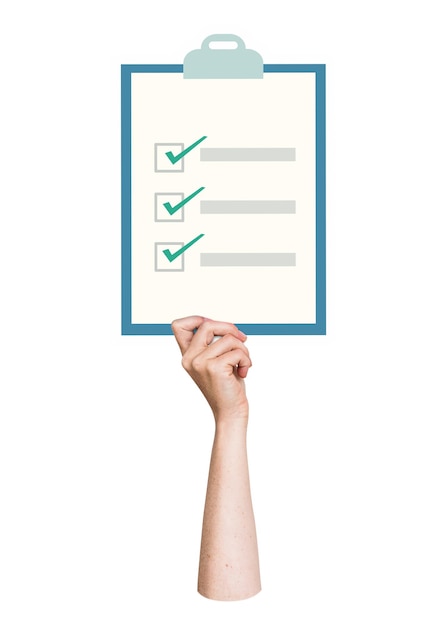 El fondo transparente del portapapeles png de la mano