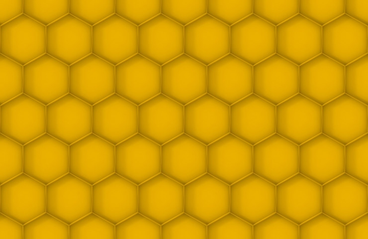 Foto fondo transparente de la textura de la pared de la colmena o del panal de la abeja amarilla.