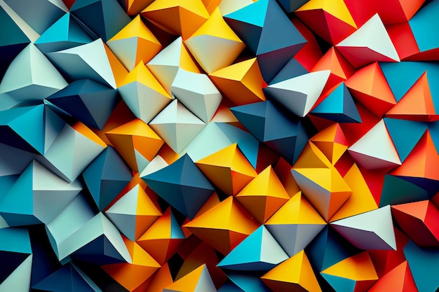 Fondo triangular de mosaico colorido Ilustración de IA generativa de origami de papel