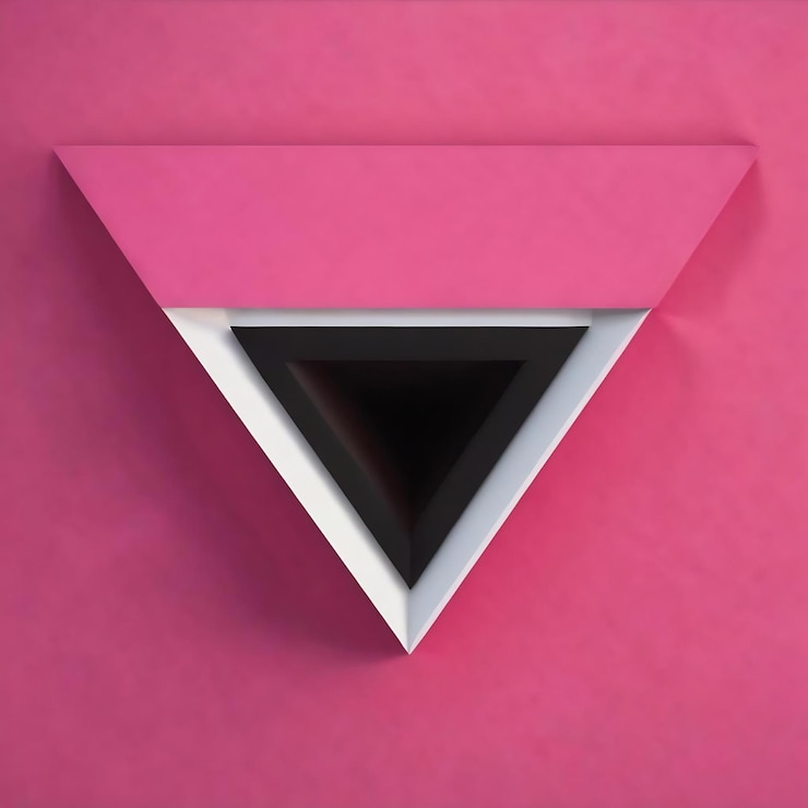 Foto un fondo triangular rosa con un triángulo blanco en el centro
