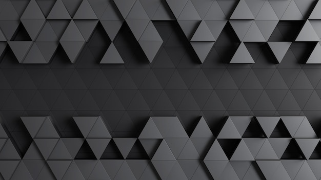 Fondo de triángulo abstracto negro de render 3d