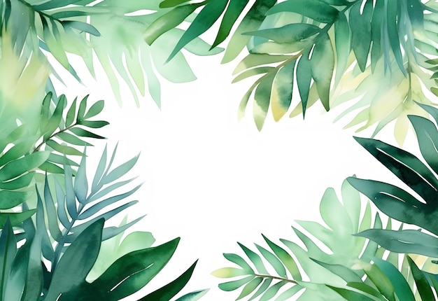 Fondo tropical acuarela con hojas al estilo de la IA generativa simple