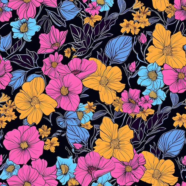 fondo tropical colorido patrón floral tropical