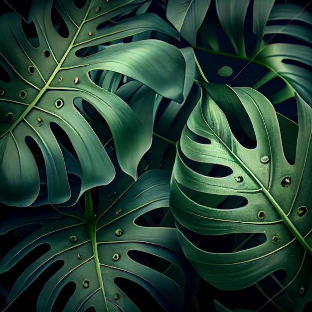 Fondo tropical natural de Monstera Feaf IA generativa