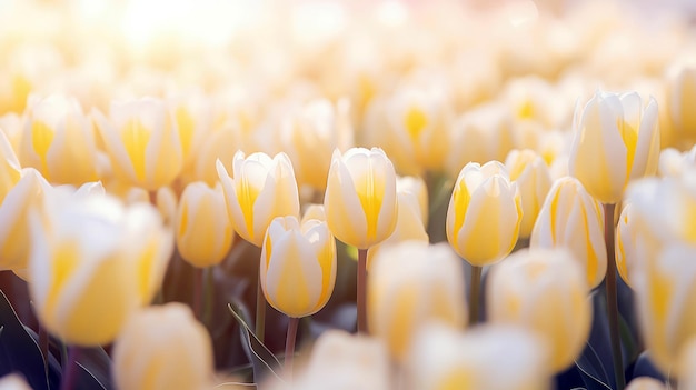 El fondo de tulipán amarillo brumoso está por toda la imagen