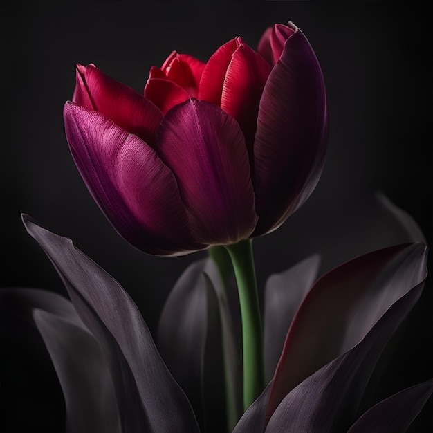 Fondo de tulipán en la noche