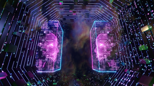 Fondo de túnel digital Ai para papel tapiz en escena de ciencia ficción e innovación tecnológica