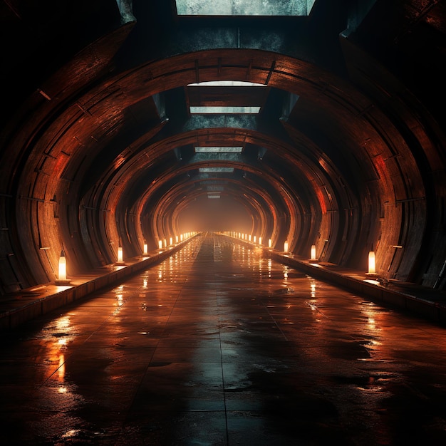 fondo de túnel con luces de neón