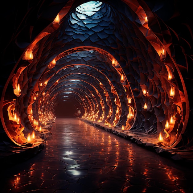 fondo de túnel con luces de neón