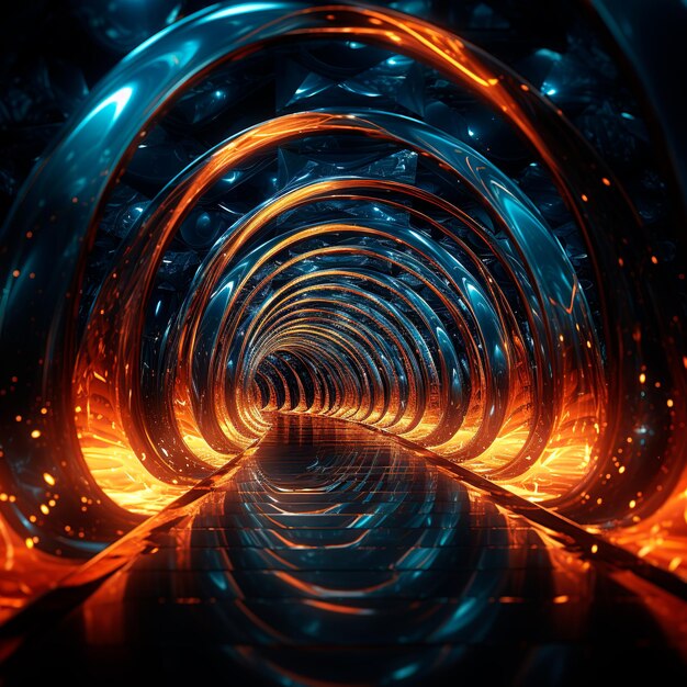 fondo de túnel con luces de neón