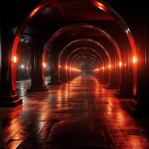 fondo de túnel con luces de neón