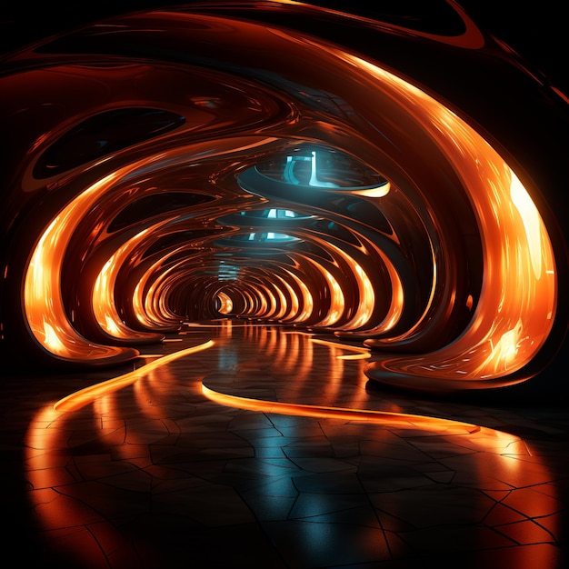 fondo de túnel con luces de neón