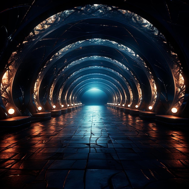 Foto fondo de túnel con luces de neón