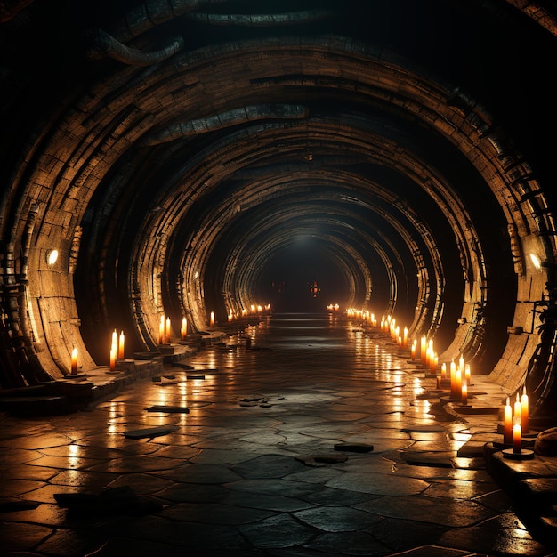 fondo de túnel con luces de neón