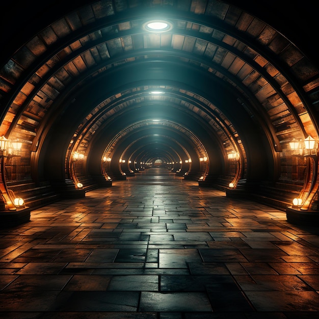 fondo de túnel con luces de neón