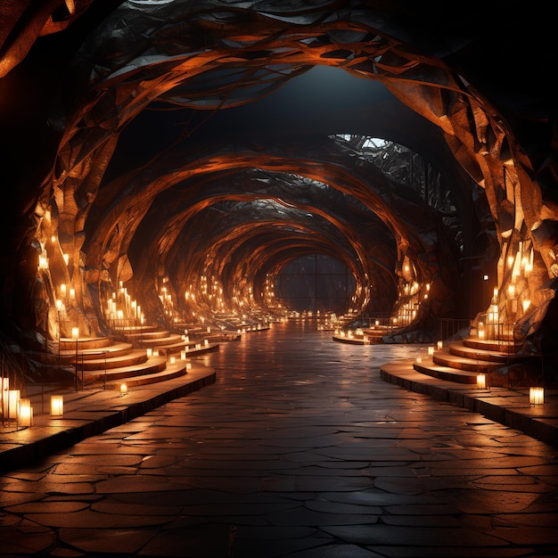 fondo de túnel con luces de neón