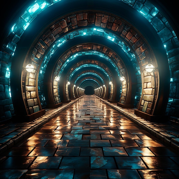 fondo de túnel con luces de neón