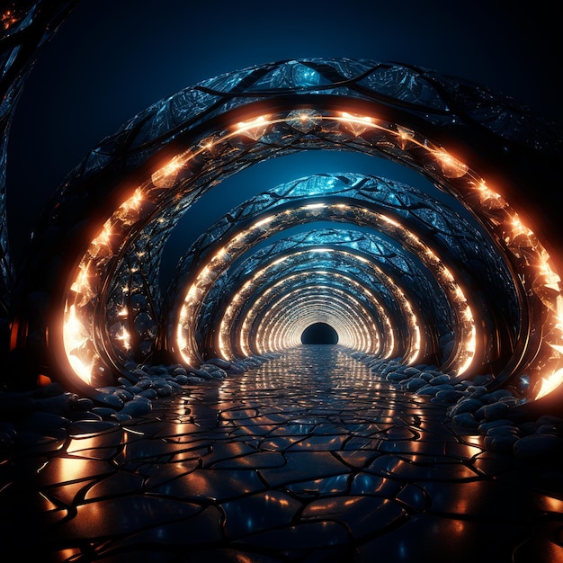 fondo de túnel con luces de neón