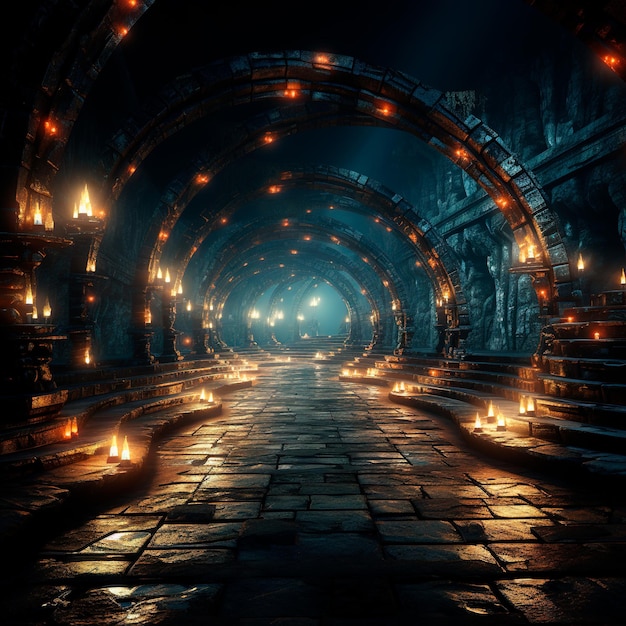 fondo de túnel con luces de neón