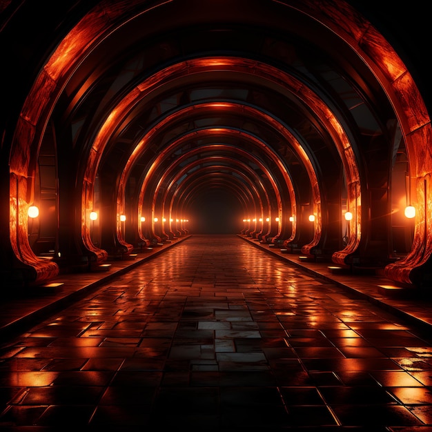 fondo de túnel con luces de neón