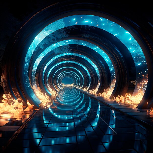 fondo de túnel con luces de neón