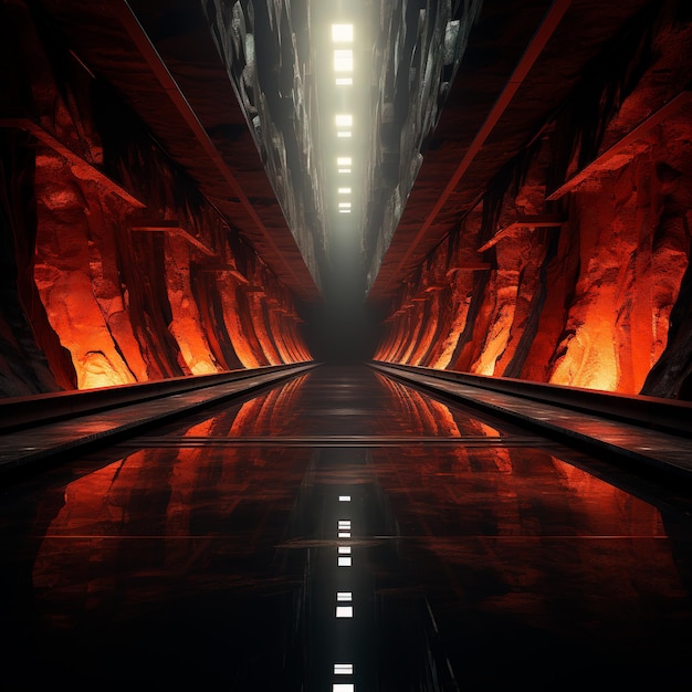 fondo de túnel con luces de neón