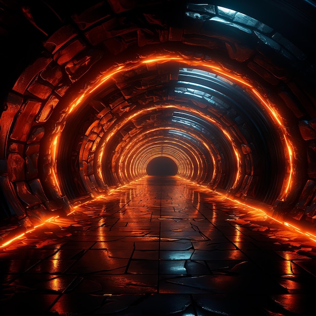 fondo de túnel con luces de neón