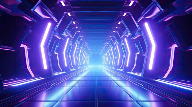 Fondo de túnel de neón renderizado en 3D