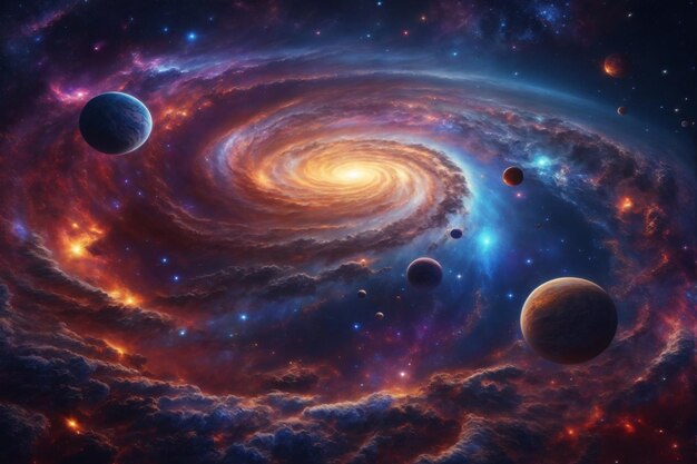 Fondo del universo espiral Fondo espacial Fondo de galaxia Fondo de la Vía Láctea AI generativo